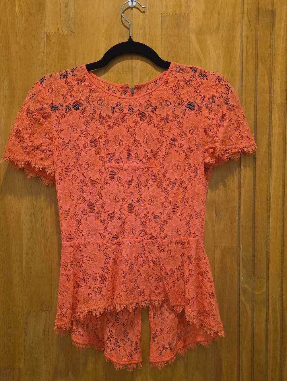 BCBGMaxAzria Coral Lace Peplum Tunic